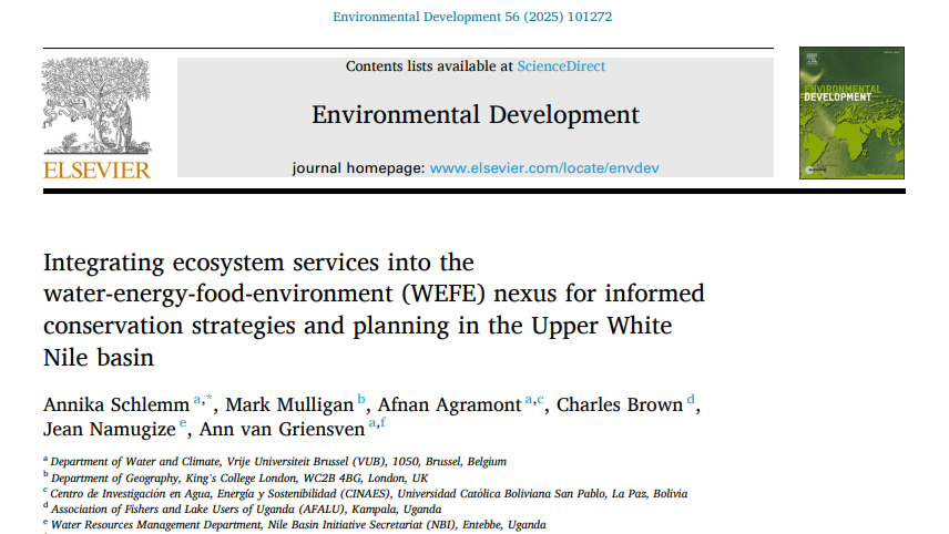 Research Article // Integrating ecosystem services into the WEFE nexus ...