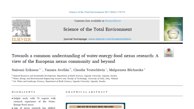 Tag Eriksson Research article // Towards a common understanding of water-energy-food ...