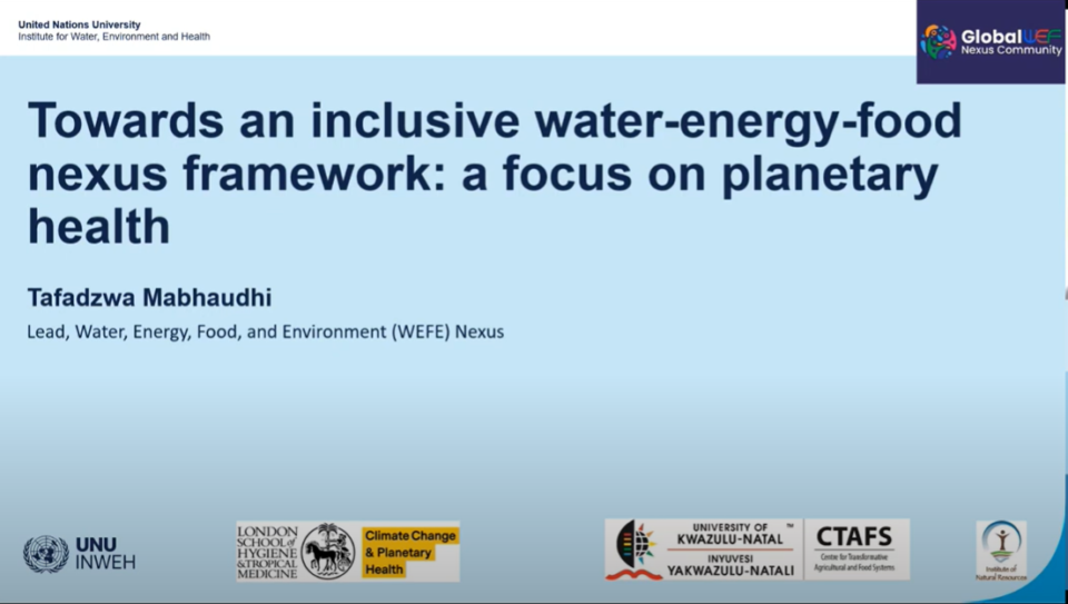 Webinar // Towards an Inclusive Water Energy Food Nexus Framework: A ...